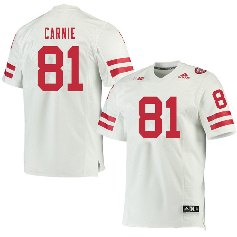 Men #81 James Carnie Nebraska Cornhuskers College Football Jerseys Sale-White